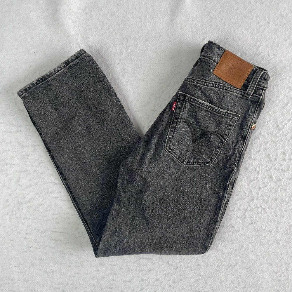 Levi's‎ Premium Ribcage Straight Ankle Jeans Womens 24 Gray High Rise Button Fly